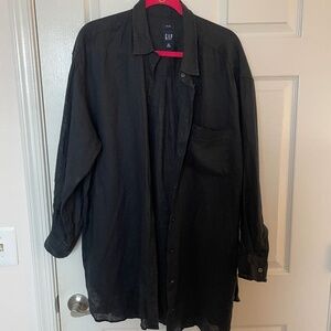 GAP Linen Boyfriend Button Down - Black Size XL